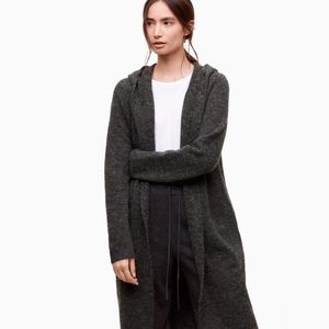 BABATON ARITZIA AMMONIUS LONG HOODED CARDIGAN SWEATER XXS CHARCOAL